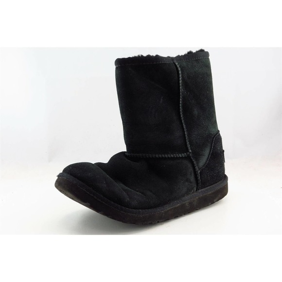 UGG Australia Black Leather Boots‎ Girls 5 Medium - Picture 1 of 6